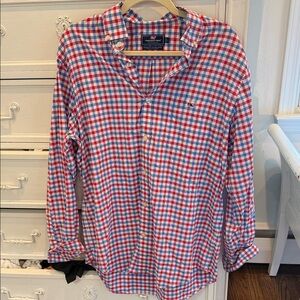 Vineyard Vines Men’s Red & Blue Check Button-Down Shirt